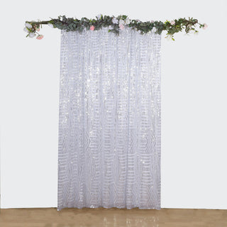 Elevate Your Event with the 8ftx8ft Silver Geometric Diamond Glitz Sequin Curtain Panel