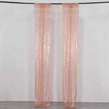 2 Pack Rose Gold Sequin Event Curtain Drapes with Rod Pockets, Seamless Backdrop Event