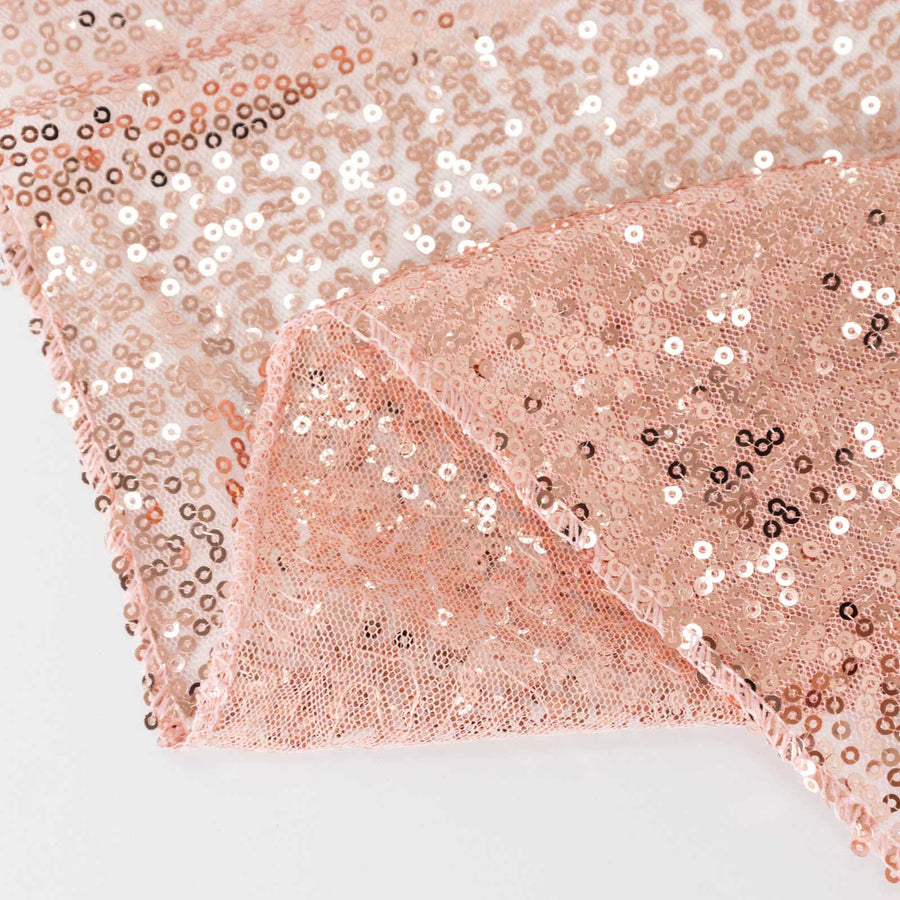 2 Pack Rose Gold Sequin Event Curtain Drapes with Rod Pockets, Seamless Backdrop Event
