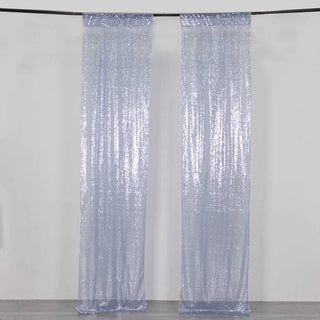 Elevate Your Event Decor with Dusty Blue Sequin Mesh Backdrop Drapery Panels