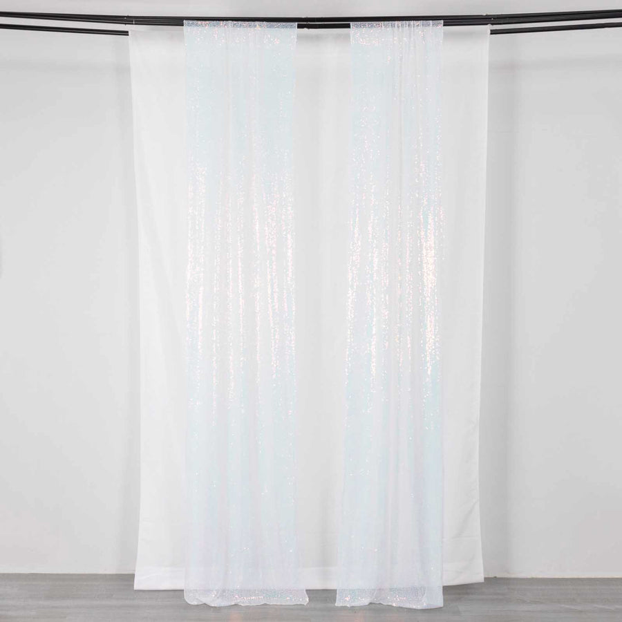 2 Pack Iridescent Blue Sequin Event Curtain Drapes with Rod Pockets