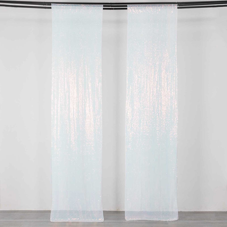 2 Pack Iridescent Blue Sequin Event Curtain Drapes with Rod Pockets