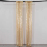 2 Pack Champagne Sequin Event Curtain Drapes with Rod Pockets, Seamless Backdrop Event