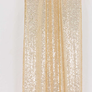 Add a Touch of Glamour with our Champagne Sequin Mesh Backdrop Panels