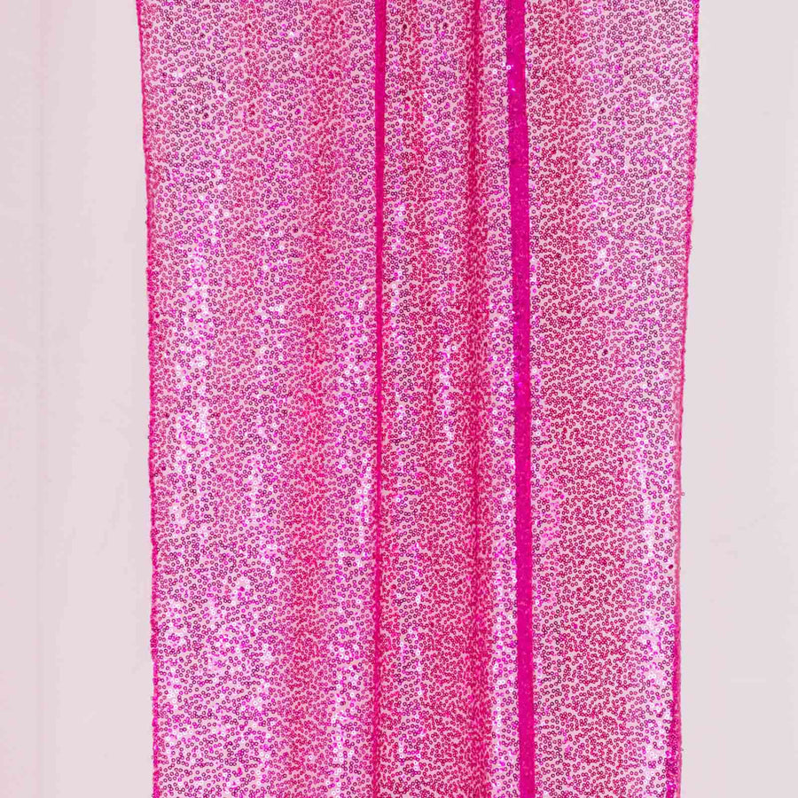 2 Pack Fuchsia Sequin Event Curtain Drapes with Rod Pockets, Seamless Backdrop Event Panels#whtbkgd