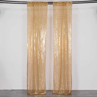 Elevate Your Event Decor with Gold Sequin Mesh Backdrop Drapery Panels