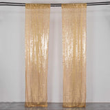 2 Pack Gold Sequin Event Curtain Drapes with Rod Pockets, Seamless Backdrop Event Panels
