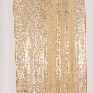 Timeless Elegance with Gold Sequin Mesh Backdrop Drapery Panels