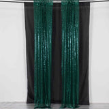 2 Pack Hunter Emerald Green Sequin Mesh Backdrop Drapery Panels with Rod Pockets