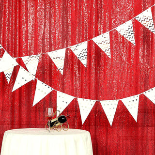 Turn Any Space into a Spectacle of Shine and Sparkle with the 8ftx8ft Red Sequin Event Background Drape