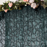 8ftx8ft Hunter Emerald Green Embroider Sequin Backdrop Curtain, Sparkly Sheer Drapery Panel With Emb