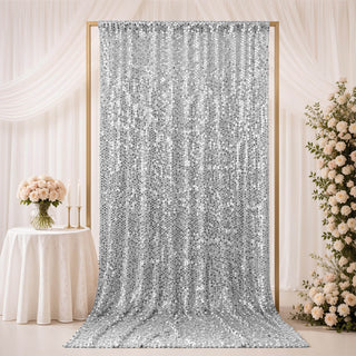 Silver sequin backdrop curtain for wedding and party photo booth