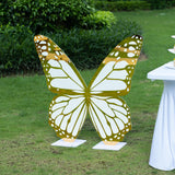 3ft White Gold Large Butterfly Backdrop Party Prop with Wood Backing