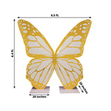 6.5ft White Gold Giant Butterfly Backdrop Party Prop with Wood Backing