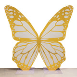 6.5ft White Gold Giant Butterfly Backdrop Party Prop with Wood Backing