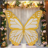 6.5ft White Gold Giant Butterfly Backdrop Party Prop with Wood Backing