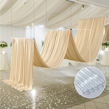 8 Pack Clear Acrylic Ceiling Drape Tubes with Position Fastening Pins and Connectors - 24"