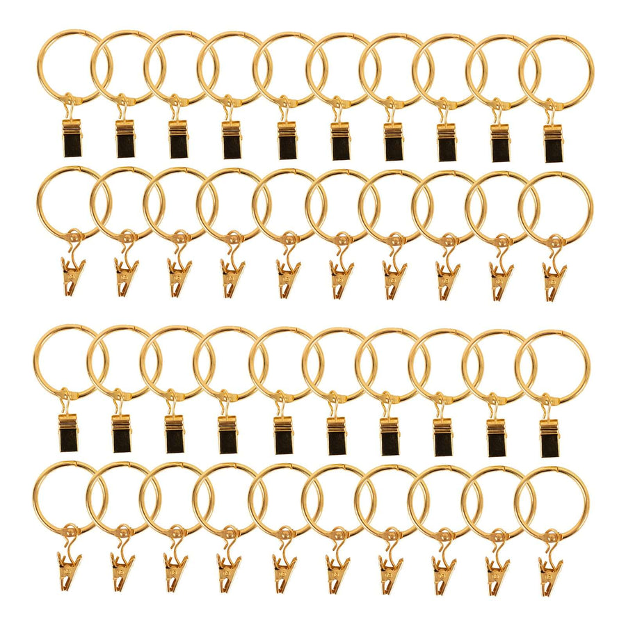 50 Pack Gold Metal Openable Curtain Clip Rings, Heavy Duty Rustproof Drapery Backdrop Clips