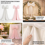 Giant foam-structured bow décor 7ft in white and pink, versatile for events.