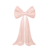 Blush pink satin bow drape decoration with long hanging tails