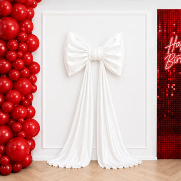 7ft Giant White Bow Tie Décor for Backdrops – Wedding & Event Photo Booth Decoration