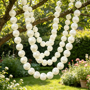 Foam Pearl Garland White 6ft Long with 20 Count 4" Pearls - Hanging Strand for Backdrop Decor