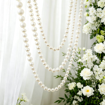 Foam Pearl Garland White 7.5ft Long with 60 Count 1.5" Pearls - Hanging Strand for Backdrop Decor