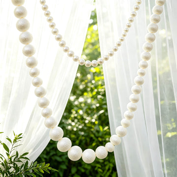 Foam Pearl Garland White 5ft Long with 20 Count 3" Pearls - Hanging Strand for Backdrop Decor