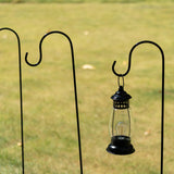 10 Pack Black Metal Shepherds Hook Lantern Hangers with 2 Prong Base