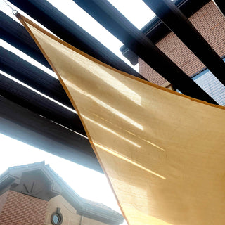 Stay Cool and Stylish with our 16ft Tan Triangular UV Blocking Sun Shade Sail
