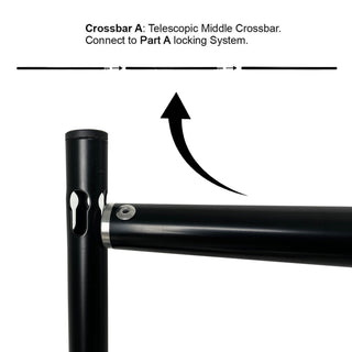 Telescopic middle crossbar for locking system installation
