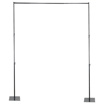 Black Heavy Duty Metal DIY Adjustable Backdrop Stand with Flat Steel Bases, Pipe and Drape Photography Background Stand - 10ftx12ft