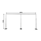 Black Heavy Duty Metal Backdrop Stand – 10ft x 20ft Pipe & Drape Adjustable Photography Background Stand with 3 Flat Steel Bases