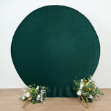 7.5ft Hunter Emerald Green Metallic Shimmer Tinsel Spandex Round Wedding Arch Cover, 2-Sided Photo Backdrop