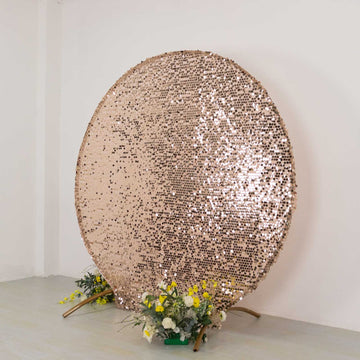 7.5ft Sparkly Rose Gold Big Payette Sequin Wedding Arch Cover for Round Backdrop Stand