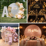 Event backdrop decorations for birthdays and anniversaries with balloons and glitter.
