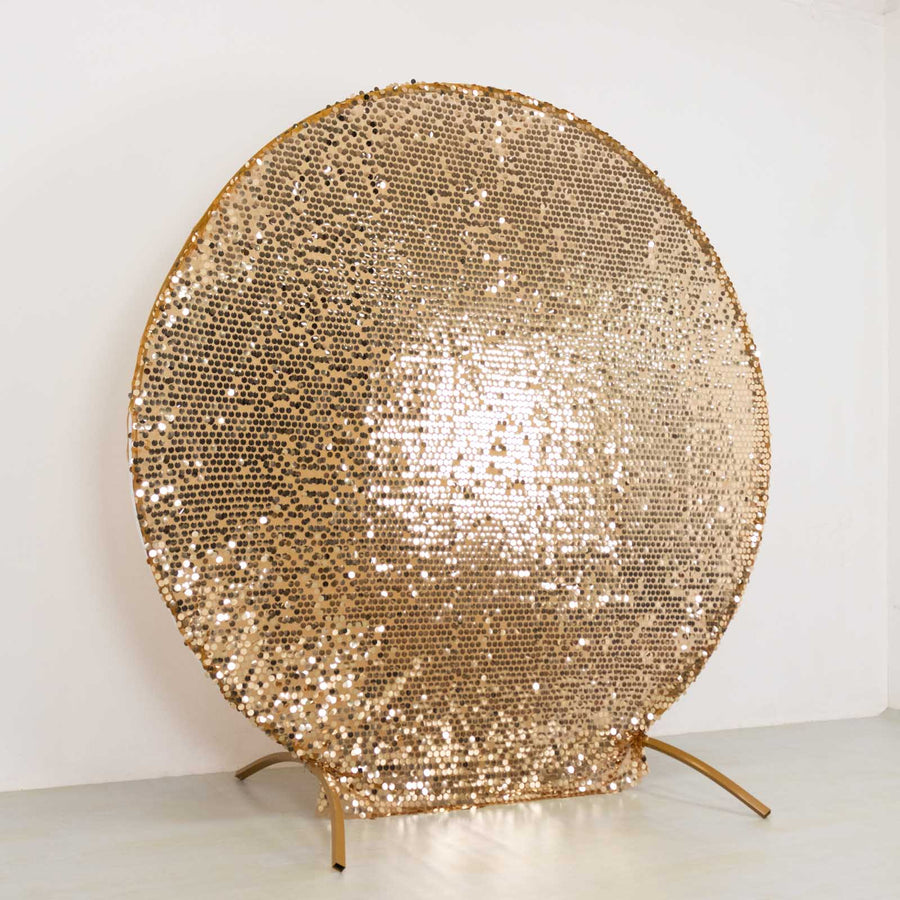 7.5ft Sparkly Gold Big Payette Sequin Single Sided Wedding Arch Cover for Round Backdrop