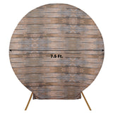7.5ft Rustic Brown Wood Round Spandex Fit Wedding Backdrop Stand Cover