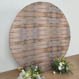 7.5ft Rustic Brown Wood Round Spandex Fit Wedding Backdrop Stand Cover
