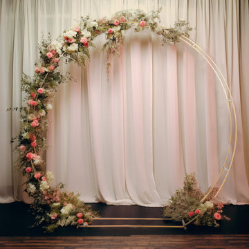 7.5ft Heavy Duty Gold Metal Round Wedding Arbor Floral Balloon Frame, Double Hoop Wedding Arch Photo Backdrop Stand