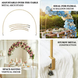 Adjustable metal arch stand for floral and balloon decor, sturdy construction.