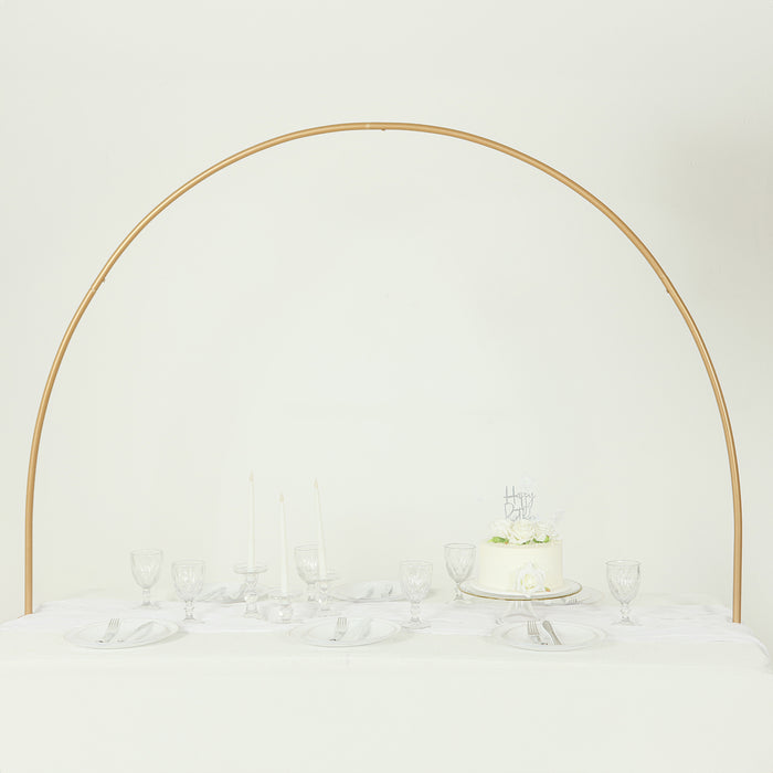 4ftx6ft Gold Metal Over-The-Table Rod Stand with Clamps, Round Top Balloon Arch Flower Stand