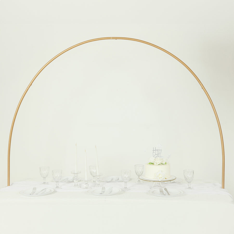 4ftx6ft Gold Metal Over-The-Table Rod Stand with Clamps, Round Top Balloon Arch Flower Stand