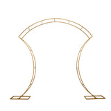 7ft Gold Double-Curved Metal Arch Frame – Backdrop, Balloon & Flower Arrangement#whtbkgd