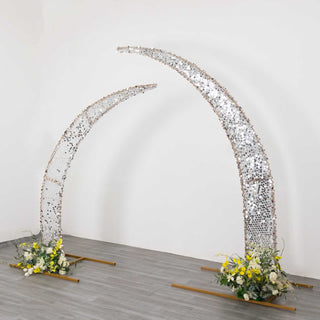 Sparkly Silver Sequin Half Moon Backdrop Stand Covers