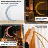 Spandex crescent moon backdrop stand cover for versatile event use.