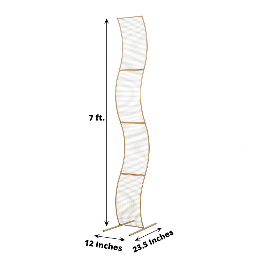 7ft Gold Metal Lattice Grid S-Shaped Wedding Arch Aisle Display Decor