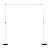 12ft Silver Aluminum Adjustable Backdrop Stand with Heavy Steel Base Plate, DIY Pipe and Drape Photo