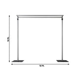 Adjustable Pipe and Drape Backdrop Stand with Double Cross Bars, Silver Aluminum Frame