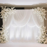 Adjustable Pipe and Drape Backdrop Stand with Double Cross Bars, Silver Aluminum Frame